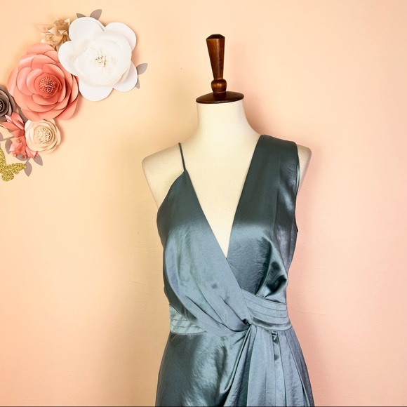 New! Rare REISS London Charlie Satin Midi Dress in Pale Blue - Picture 9 of 11